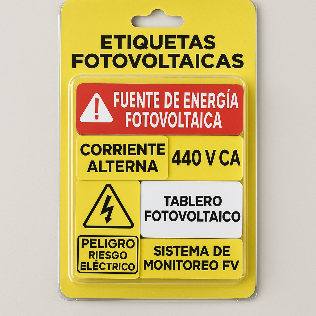 Paquete de etiquetas Solares para  NOM-001-SEDE-2012 - Inversor Central
