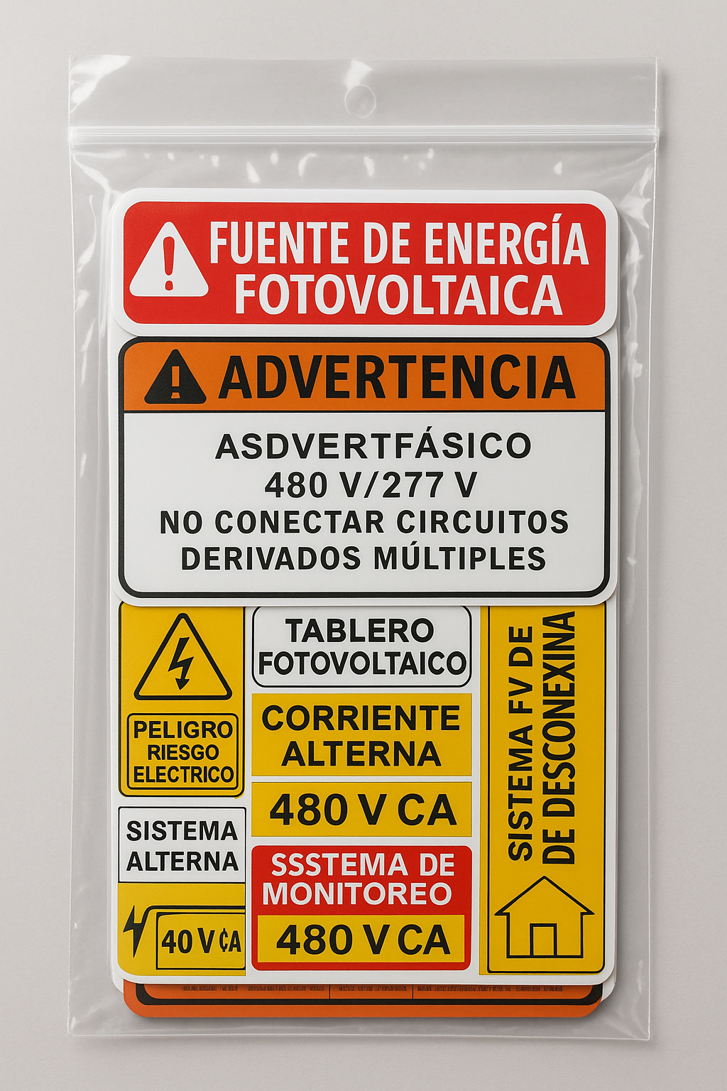 Paquete de etiquetas Solares para  NOM-001-SEDE-2012 - Inversor Central